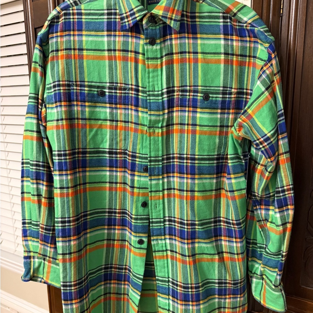 Ralph Lauren Women’s  Green Plaid Flannel Shirt NWT